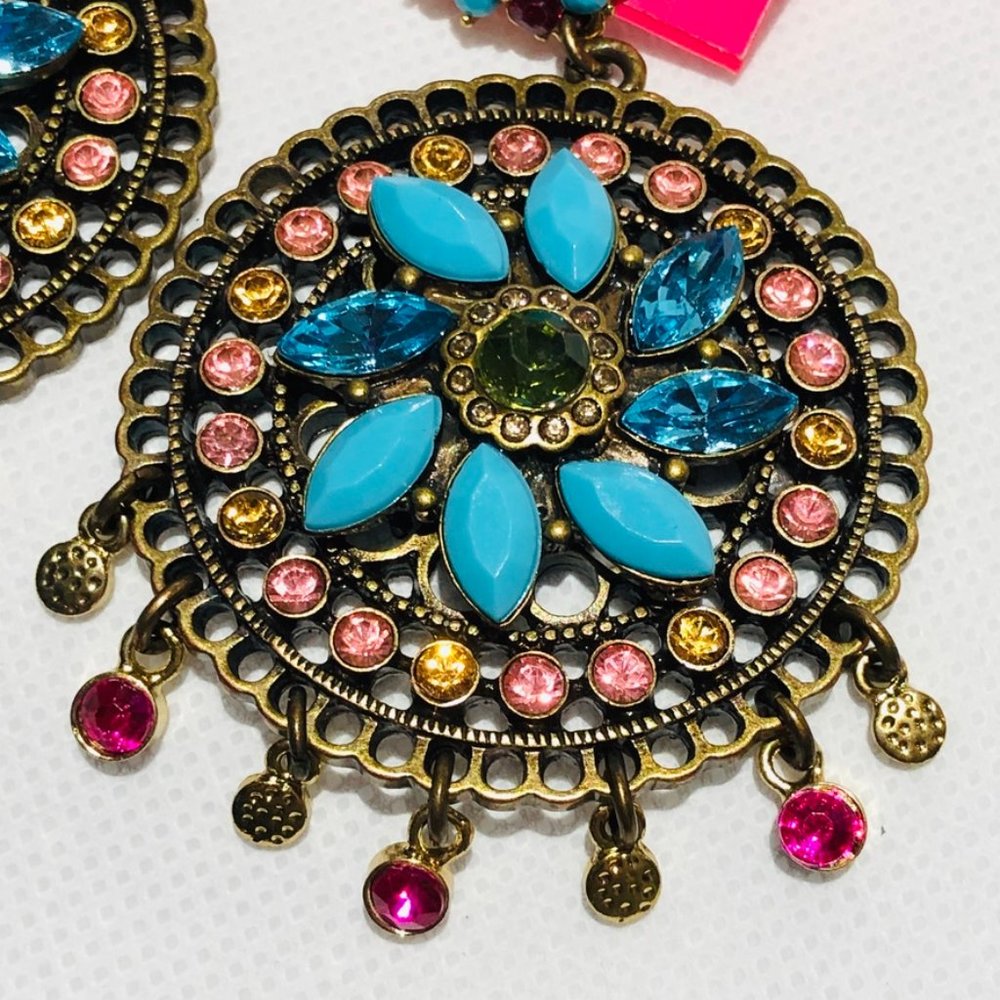 Betsey Johnson Bohemian Turquoise Earrings NWT - Picture 3 of 5